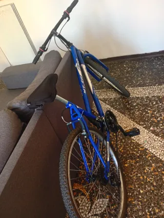 Bicicletta blu con cambio