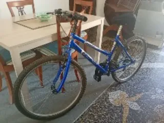 Bicicletta blu con cambio