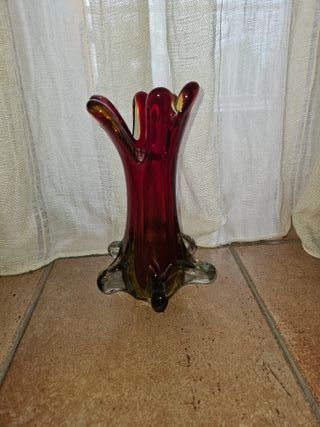 Vaso Murano Toso Rosso Giallo