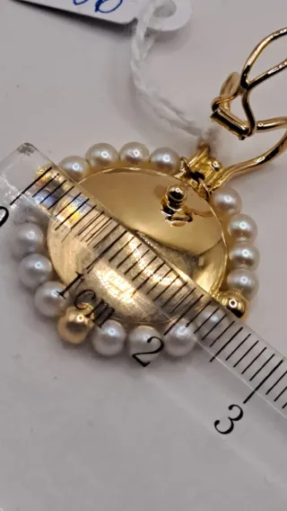 Colgante Oro 18k Virgen Perlas