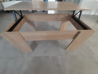 Mesa centro elevable madera nueva