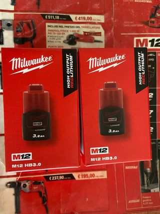 Milwaukee M12 HB3.0 Batterie REDLITHIUM x 2