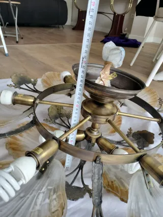 Lámpara de techo vintage dorada y transparente