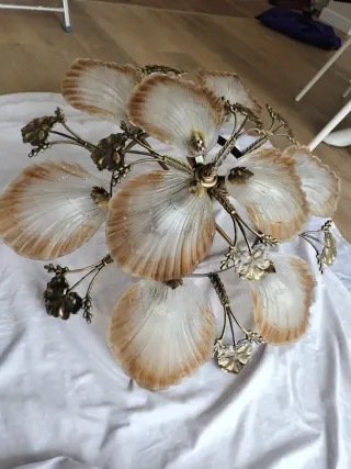 Lámpara de techo vintage dorada y transparente