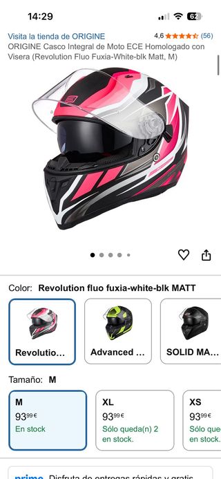 Casco de moto integral rosa y negro