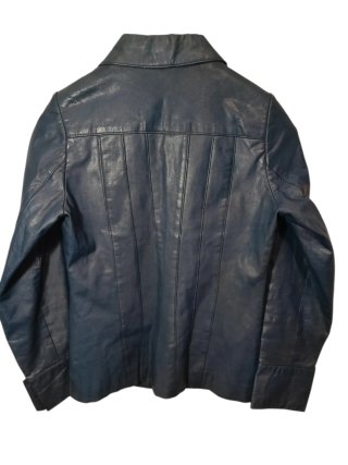Giacca vintage pelle blu petrolio  Tg XS