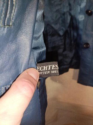 Giacca vintage pelle blu petrolio  Tg XS