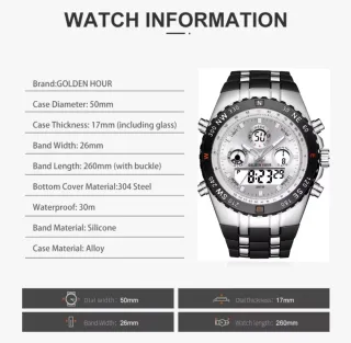 Reloj Hombre Golden Hour Negro/Plata