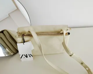 Bolso piel Zara beige