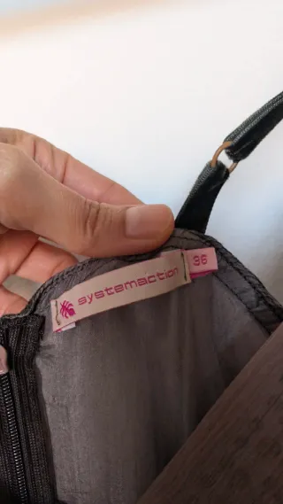 Vestido tirantes seda marrón