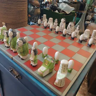 Scacchi vintage artigianali rari/ceramica dipinta