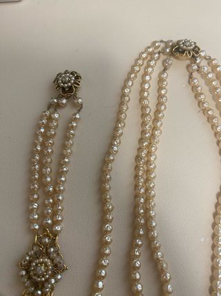 Conjunto collar y pulsera perlas