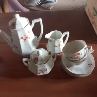 2 Juego de té porcelana floral de Checoslovaquia.