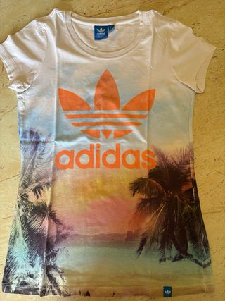 T-shirt Adidas Logo Arancione Bianco
