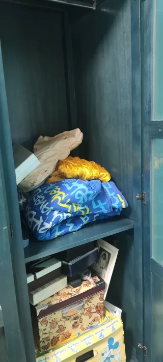 Ropero de madera con puertas de cristal