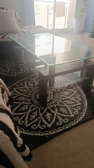 Mesa de centro cristal y madera