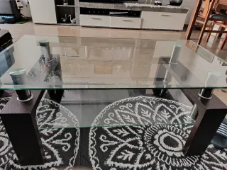 Mesa de centro cristal y madera