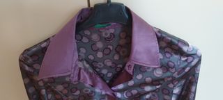 Camicia Benetton fantasia floreale viola/grigio XS