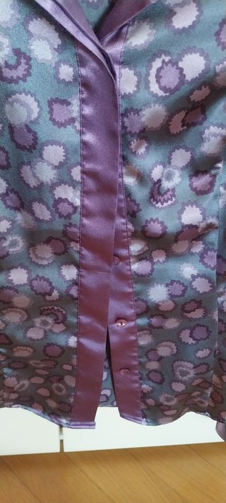 Camicia Benetton fantasia floreale viola/grigio XS