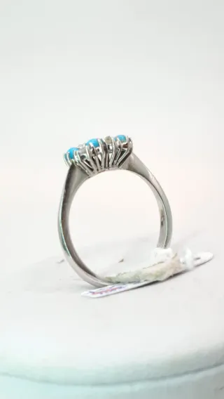 Anillo oro 18k turquesas y diamantes