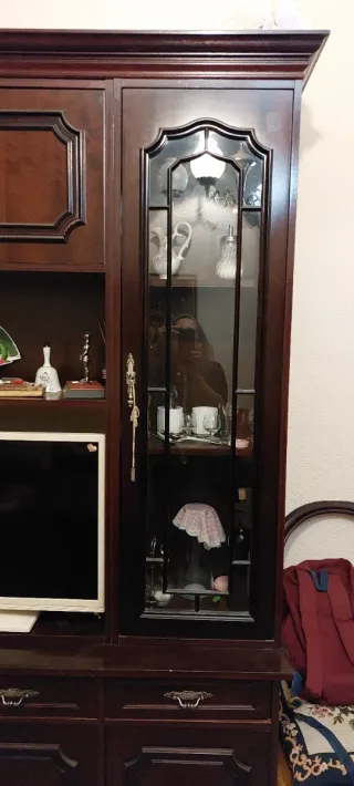 Mueble de salón comedor madera y cristal