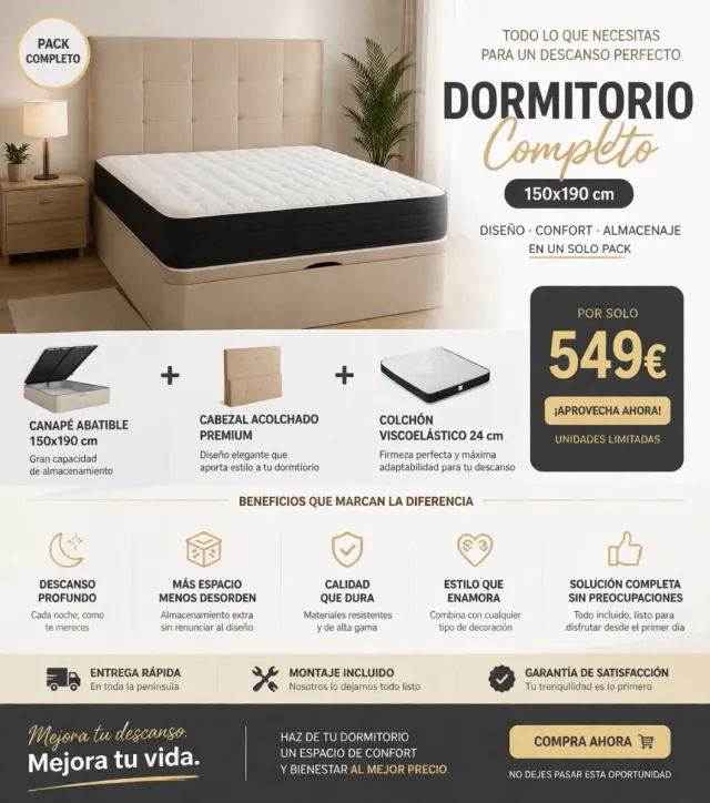 Oferta de canapé+colchón+cabezal