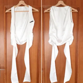 Blusa Zara Satén Cruzada Blanca