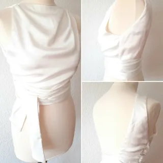 Blusa Zara Satén Cruzada Blanca