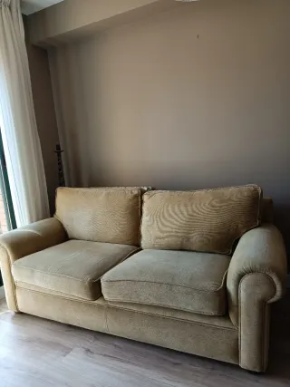 Sofá 3 plazas chenilla beige-camel