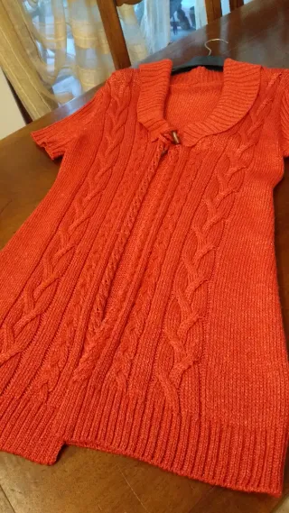 Cardigan estivo in seta rosso