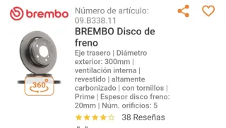 Discos de Freno BMW BREMBO EJE TRASERO