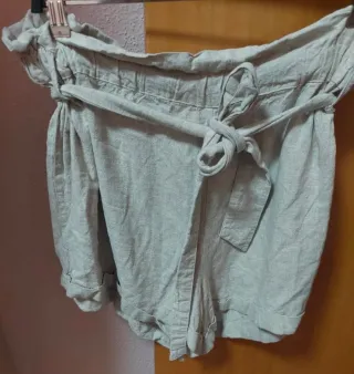 Pantalón corto verano mujer beige