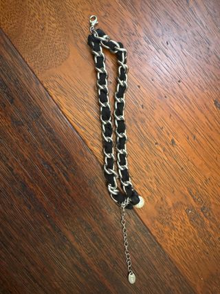 Bracciale tessuto e acciaio con perla