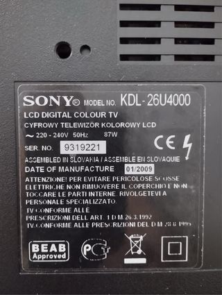 TV Sony Bravia 26 con mando