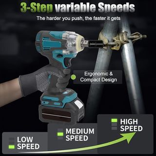 SIN ABRIR 3 en 1 Llave de impacto con dos baterías