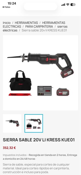 Lote Kress 20V Brushless: Martillo SDS + Sierra Sa