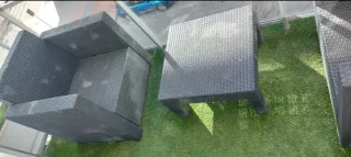 Conjunto ratán: 2 sillones + mesa