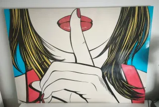 Cuadro Pop Art Mujer Labios Rojos