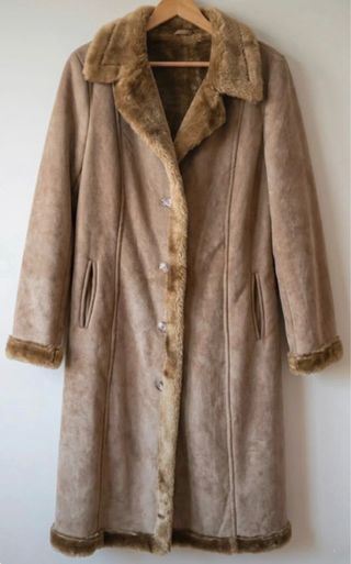 Chaquetón vintage pelo beige/marrón