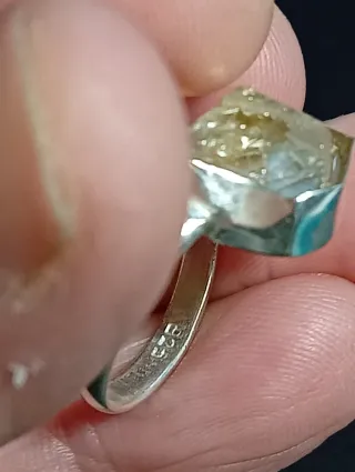 Anillo Plata Ley citrino en bruto