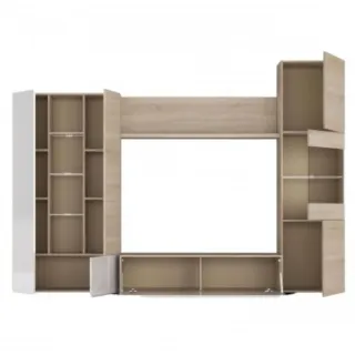 Mueble TV moderno madera y blanco