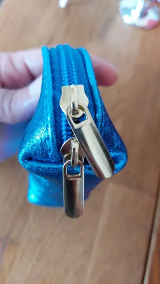 Monedero azul de piel vuelta Nuevo!