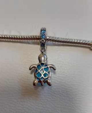 Charm Tortuga Azul Plata S925