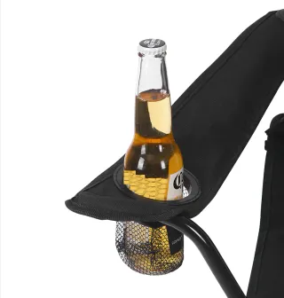 2 Sillas Plegables Negras con Portavasos