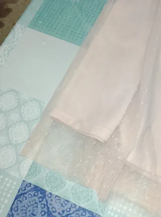 Falda rosa palo tul con topos
