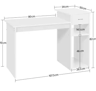Mesa de escritorio blanca y madera