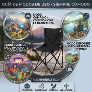 Pack de 4 Sillas Plegables Azules con Portavasos