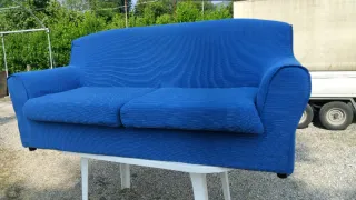 Divano 2 posti blu tessuto