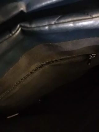 Borsa Intrend blu con manici in bambù