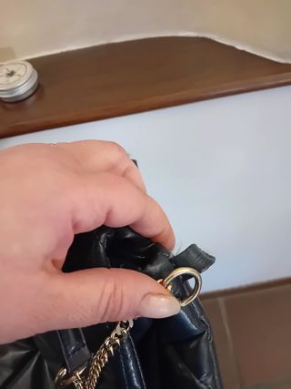 Borsa Intrend blu con manici in bambù